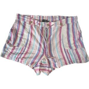 Torrid Plus 16 Linen Shorts Purple Pink Stripe Tie‎ Waist Stretch Pockets